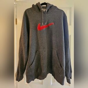 Vintage Y2K Nike Raised Letterman Gray/ Red Pullover Hoodie Mens Size XXL